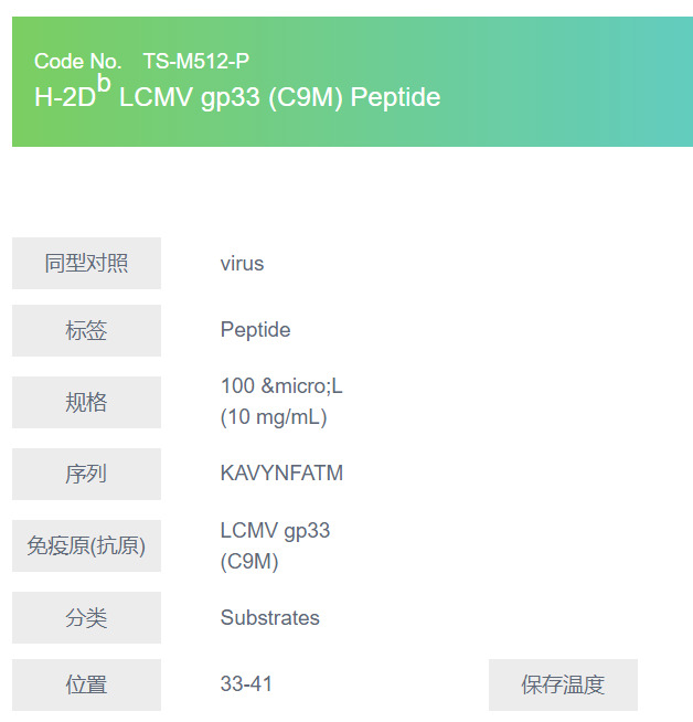 H-2Db LCMV gp33 (C9M) Peptide